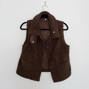 Brown teddy vest